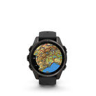 Garmin - fēnix 8 – 43 mm, saphir AMOLED, titane DLC gris carbone avec bracelet en silicone noir/gris galet-Performance de la batterie : jusqu'à 10 jours en mode montre intelligente ; jusqu'à 28 heures en mode GPS