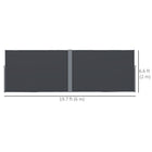 Outsunny Patio Retractable Double Side Awning - Charcoal Grey-Tilted support poles prevent fabric sagging, enhance durability
