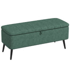 HOMCOM Linen Fabric Storage Ottoman Bench - Dark Green-Multifunctional indoor decor, can be used as a shoe stool, bed end bench, or entryway bench  