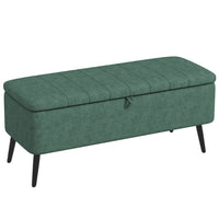 HOMCOM Linen Fabric Storage Ottoman Bench - Dark Green-Multifunctional indoor decor, can be used as a shoe stool, bed end bench, or entryway bench  