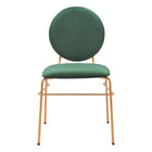 Zuo Odessa Dining Chair - Green/Gold - Set of 2-Soft and smooth velvet fabric