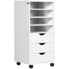 Vinsetto 3-Drawer Office Cabinet with Wheels - White-4 shelves and 3 drawers to store your office supplies
