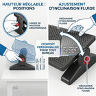 ShoppingAll - Repose-pieds ergonomique réglable en hauteur sous le bureau, pour bureau et télétravail, avec angles ajustables - noir-En surélevant vos jambes, cette unité aide à corriger l'alignement de votre colonne vertébrale et réduit la pression sur le bas du dos et les cuisses, soulageant les maux de bureau courants comme la sciatique.