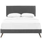 Modway Camille Fabric Queen Platform Bed with Round Splayed Legs - Grey-Mounts in Four Locations