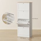 HOMCOM Shoe Cabinet with 4 Flip Drawers & Adjustable Shelves - White-Modern style complements any decor