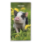 Blueline 18 Months Monthly Pocket Planner - July 2026 to Dec 2027 - 6 1/2" H x 3 1/2" W - Animals - Bilingual-One month on two pages