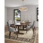 Manhattan Comfort - Ensemble de 6 chaises de salle à manger modernes Shubert en similicuir et velours, coloris gris clair-Cadre en hêtre massif avec une finition foncée riche