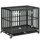 PawHut - Cage pour chien en acier robuste 41 po - noir-Tubes et cadre calibrés en acier de haute qualité pour une durabilité longue durée 