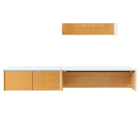 Modway Kinetic 49" Wall-Mount Office Desk With Cabinet and Shelf - White Natural-Wall-Mount Office Desk, Cabinet, and Shelf