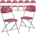 Flash Furniture 8 pièces Chaise pliante de la série HERCULES en plastique bourgogne à dossier Fan, avec une capacité de 650 lb-Ensemble de 8 chaises pliantes en plastique bourgogne