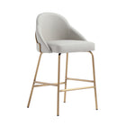 Manhattan Comfort Gracie 22" Modern Leatherette Upholstered Counter Stool - Stone and Gold - 2 Pack-Weight Capacity: 275 Lbs. Each