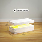 HOMCOM LED Coffee Table with 2 Drawers - White-High-gloss finish and modern minimalist design suit any living room decor style