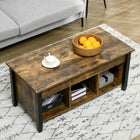 HOMCOM Lift Top Coffee Table with Storage - Rustic Brown-Protective pads on both tabletop and legs help prevent scratches and ensure safety