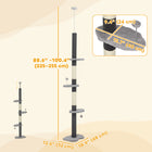 PawHut 88.5" - 100.5" Floor-To-Ceiling Cat Tree with Scratching Posts - Grey-Includes anti-tipping device for safety 