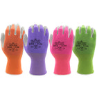 Atlas - Gants de jardinage en nitrile lisse - Fuchsia/Violet/Vert/Orange - Taille L - Lot de 4-Doublure en tricot nylon sans couture