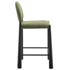 Modway Hayley Upholstered Fabric Counter Stool - Black Leaf-Tapered Metal Legs with Foot Rest