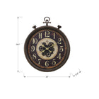 Monarch Specialties Clocks 24" Round Wall Clock - Brown Traditional-This antique style analog clock features a quiet, non-ticking quartz movement for accurate timekeeping with functioning metal gears for a great conversation piece