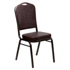 Flash Furniture – Chaise de banquet empilable Hercules à dossier en couronne, vinyle brun avec cadre à veine cuivre-Capacité de poids de 500 lb