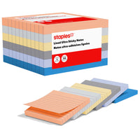 Staples Lined Ultra Sticky Notes - 4" x 4" - Stardust Collection - 6 Pack-Ultra sticky notes for secure attachment to surfaces