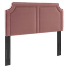 Modway Novi Performance Velvet King Bed with Wood Legs and Gold Metal Sleeves - Dusty Rose-Reinforced Center Beam