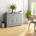 HOMCOM 45.3" L Sideboard Buffet Cabinet - Grey-Equipped with adjustable shelves to accommodate items of various heights