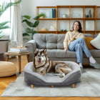 PawHut Pet Sofa with Removable Cushion and Anti-slip Foot Pads - Grey-Padding on three sides comforts and secures pets 