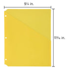 JAM Paper - Pochette en Plastique pour Reliure - 11 3/16 x 9 1/4 po - Jaune - Paquet de 6-Ces pochettes pour reliure à 3 anneaux sont légères et présentent une finition en plastique lisse.