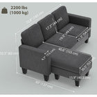 HOMCOM L-Shaped Sectional Couch with Changeable Chaise - Dark Grey-550 lb. per seat capacity provides secure support for all users  