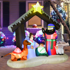 HOMCOM - Arche biblique de la Nativité de Noël gonflable de 6ft pour décoration de vacances - Marron-Se gonfle automatiquement après la mise sous tension pour une configuration facile 