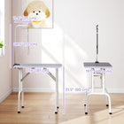 PawHut Foldable Non-slip Surface Pet Grooming Table - Grey-Leash is included to keep the pet in place 