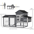 PawHut 84" Wooden Chicken Coop with Nesting Box - Black-Heavy-duty wire helps keep chickens in and hungry predator out 