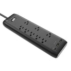 BlueDiamond 8-Outlet Surge Protector with USB-C/USB-A - 8' Cord - Black-Additional USB Ports: Charge multiple devices with two additional USB ports (15W combined)