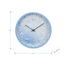 Monarch Specialties 9119 12" Round Juvenile Wall Clock - Blue Face/Blue Frame-The bold, raised numeric display in both a 12 hour and 24 hour format, under a clear glass surface is designed for effortless readability