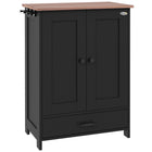 PawHut Dog Feeding Station with Storage, Adjustable Panel and Hooks - Black-Feeding bowls are hidden to minimize clutter 