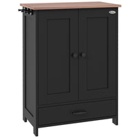 PawHut Dog Feeding Station with Storage, Adjustable Panel and Hooks - Black-Feeding bowls are hidden to minimize clutter 