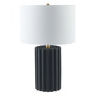 Hudson&Canal Seren 23" Tall Table Lamp with Fabric Shade - Matte Black/Brass/White-Modern and contemporary design for your living room, workspace, or bed side table