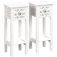 HOMCOM Nightstand - White - Set of 2-Side tables with drawers and shelves keep essentials organized