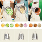 NutriSlicer Stainless Steel Rotary Cheese Grater and Vegetable Slicer - Cream-Rotary crank handle turns with minimal effort, simply drop food into the chute, turn the handle, and freshly cut ingredients fall right into your bow