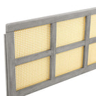 Modway Luana Cane Queen Headboard - Grey-Rubberwood and Rattan Construction