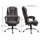 HOMCOM - Fauteuil de bureau exécutif inclinable en similicuir avec accoudoirs - café-S’incline jusqu’à 145 degrés pour un confort maximal