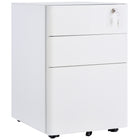 Vinsetto - Classeur en acier à 3 tiroirs verrouillable avec roulettes - blanc-Le design compact s'adapte sous les bureaux pour un rangement peu encombrant 
