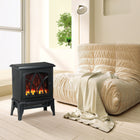 HOMCOM 18" Portable Electric Fireplace Heater with Overheat Protection - Black-Flame effect can be used independently without the heat 