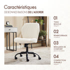 Elle Decor - Chaise de travail en tissu Kylian - Crème-Coussin de siège et dossier de soutien moelleux rembourrés de mousse pour un confort toute la journée