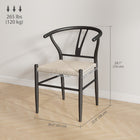 HOMCOM - Chaises de salle à manger tressées avec assise en chanvre pour cuisine - noir - lot de 2-Structure en acier avec revêtement en poudre assurant solidité et stabilité 