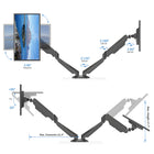 ShoppingAll Adjustable Dual Gas Spring Arm Monitor Desk Mount Stand - Black-5