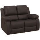 HOMCOM Double Seat PU Leather Reclining Sofa with Arms - Brown-Loveseat recliner with split backrest meets your needs