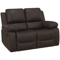HOMCOM Double Seat PU Leather Reclining Sofa with Arms - Brown-Loveseat recliner with split backrest meets your needs