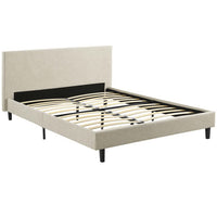 Modway Anya Fabric Queen Bed - Beige-Platform Bed Frame With Headboard