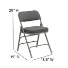 Flash Furniture HERCULES Series Premium Curved Triple Braced & Double Hinged Grey Fabric Metal Folding Chairs - 2 Pack-Non-Marring Floor Glides