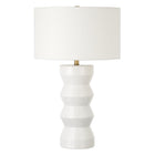 Hudson&Canal Carlin 27" Tall Ceramic Table Lamp with Fabric Shade - Matte White/White-Modern and contemporary design for your living room, workspace, or bed side table